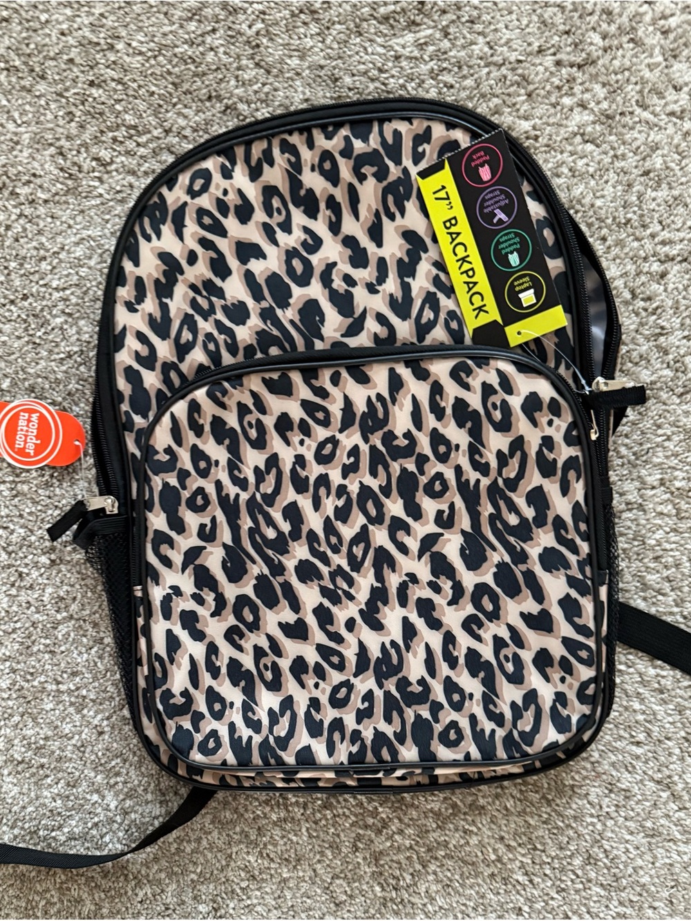 Leopard Print Womenβs Backpack - Black & Cream NEW